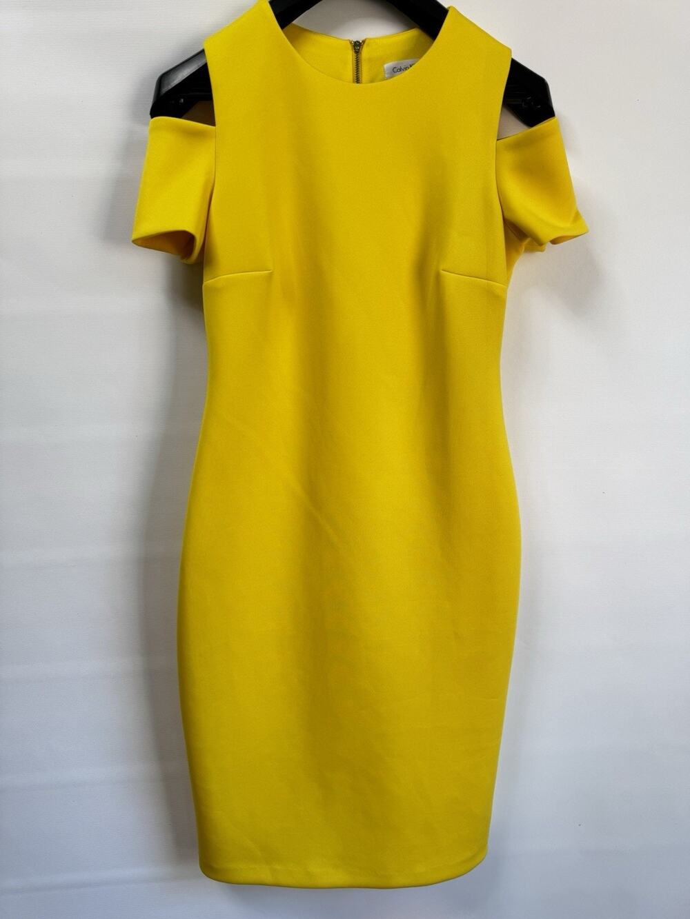 Calvin Klein Yellow Cold Shoulder Sheath Dress Size 4